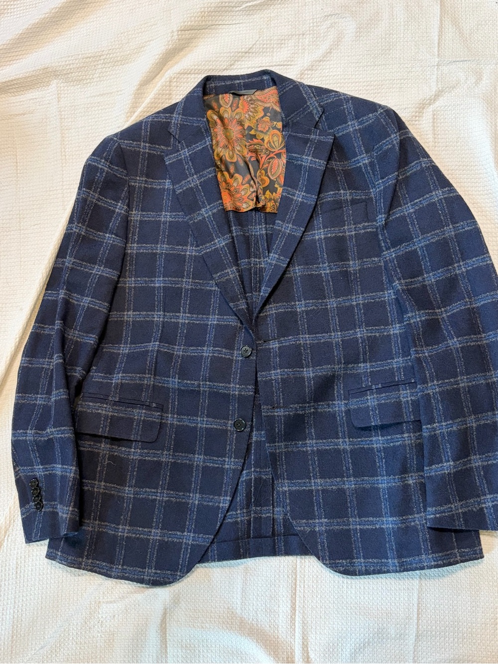 Ungaro Men's Navy Windowpane Sport Coat - Classic Tailored Blazer